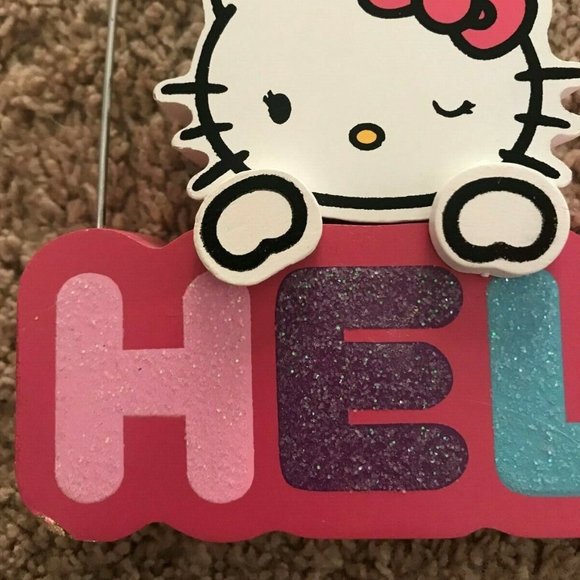 Hello Kitty Photo Holder Picture Memo Note Holder Rainbow Glitter "Hello" - Picture 3 of 4